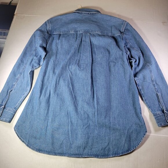 Madewell Women Casual Professional Cotton Denim Long-Sleeve Button-Up Shirt - Picture 9 of 10